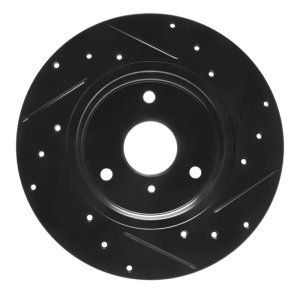 Smart Fortwo Brake Rotor (1) - Front Left - R1 Concepts - Drilled & Slotted - Black - `05-`16